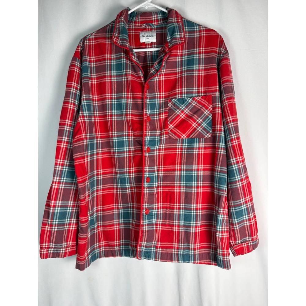 Goodfellow & Co. Mens Flannel‎ Shirt Button Up Plaid Red Green Size L